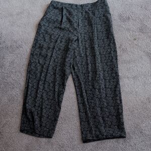 Vince Wide Leg Cropped 94%silk blossom Print Pants M